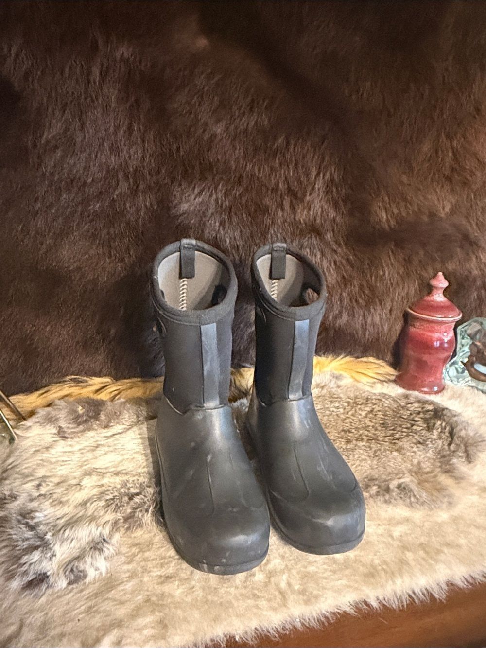 Kids Black Waterproof Pull-On Boots 5 (1685B)